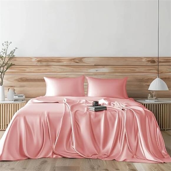 Candoury Satin Sheets Full Size Bed Sheets Set 4 Pcs, Soft and Durable - Picture 16 of 16